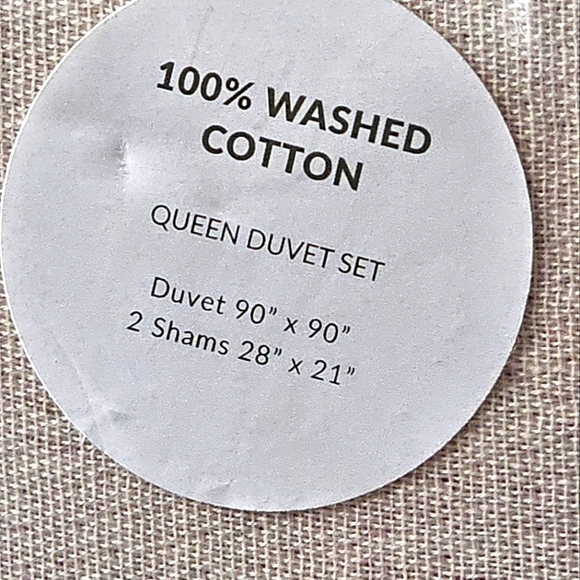 INUP HOME Pink And White Washed Cotton Duvet Cover Set   QUEEN Size 90" X 90" - Picture 2 of 4